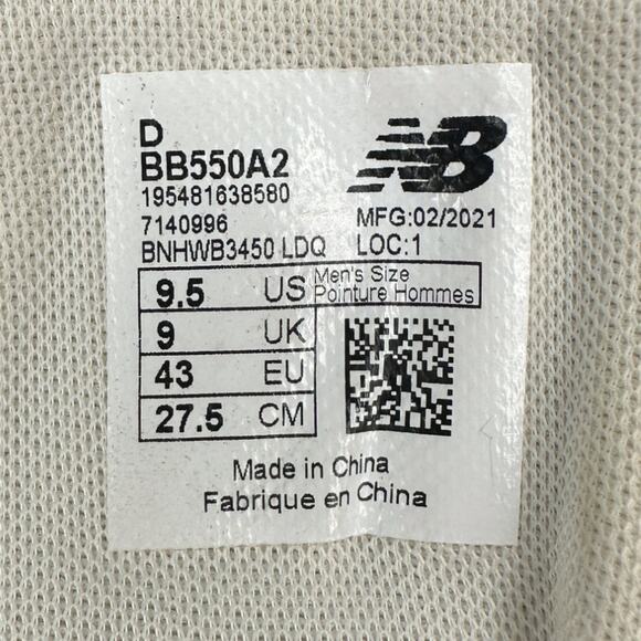 New Balance | M 9.5 / W 11 | NB 550 Aime Leon Dore White/Natural-Green BB550A2 main image 4